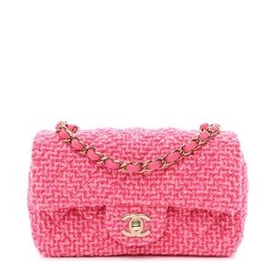 Chanel 2022 Mini Pink Tweed Classic Flap